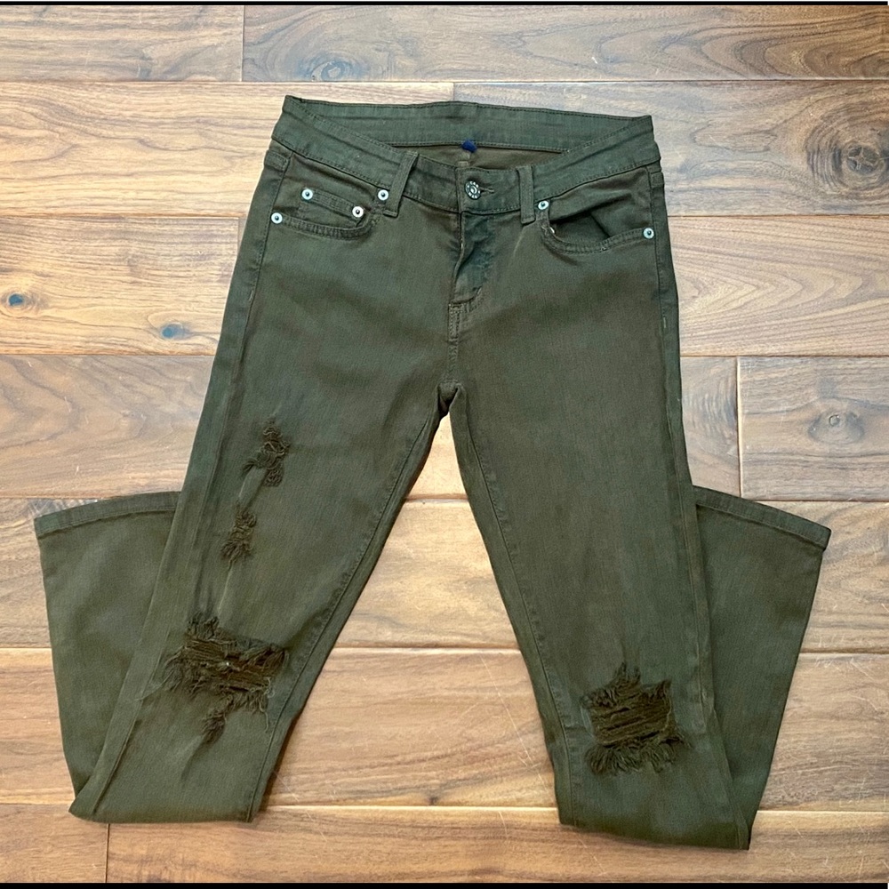 Carmar Olive Green Distressed Skinny Jeans